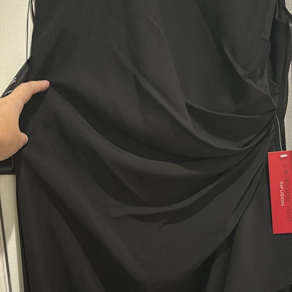 Carmen Marc Valo infusion14 black evening gown white side ruffle full length nwt - Picture 6 of 12